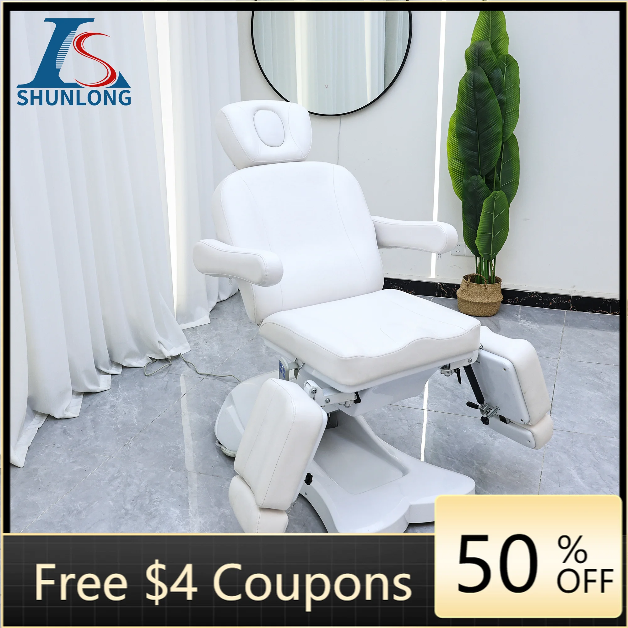 Electric Podiatry Chair White PU Split Leg Design 3 Motors Remote Control Reclining Pedicure Chair for Foot Clinic Beauty Salon