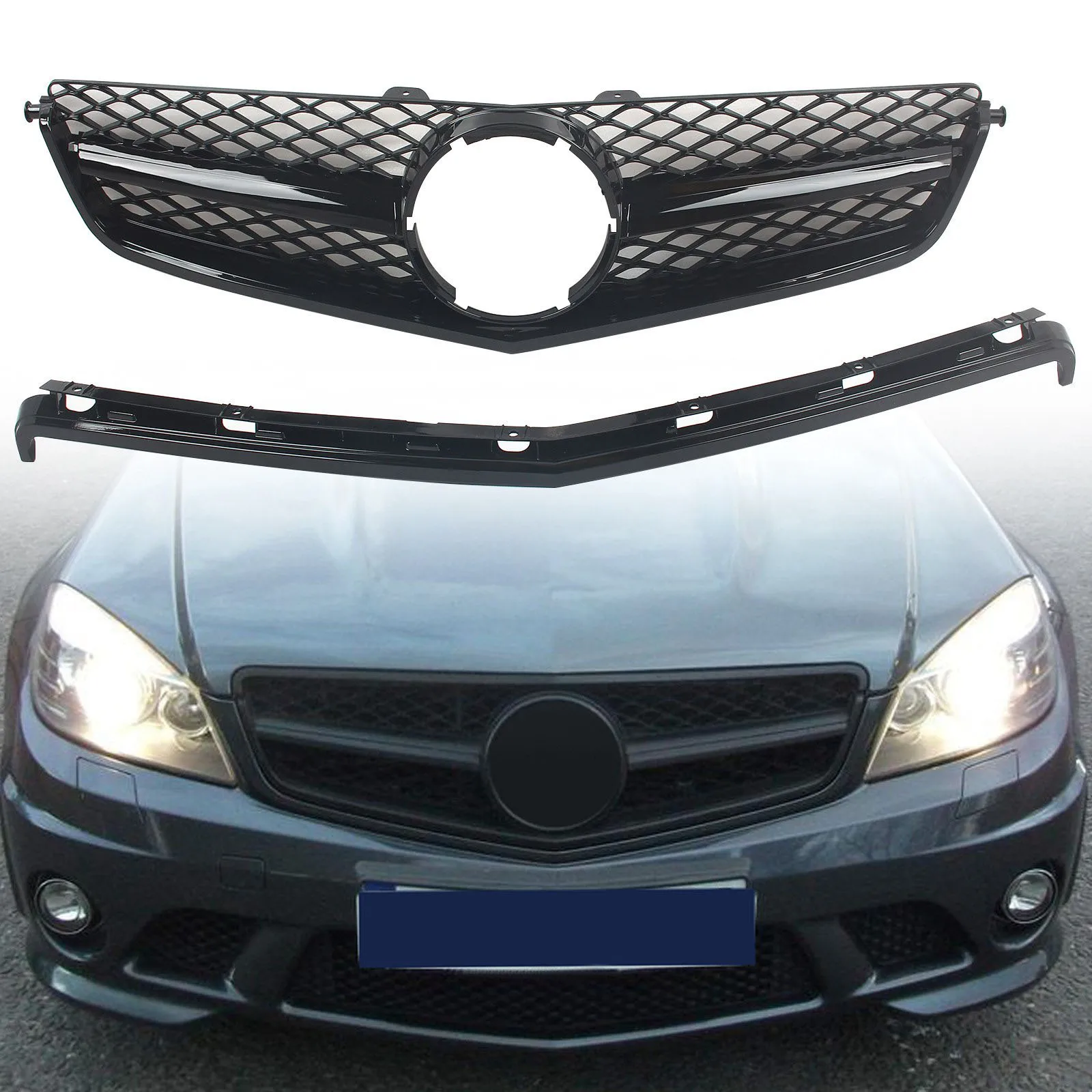 

Car Front Bumper Racing Grill Billet Gril Tuning Accessories For Mercedes Benz W204 C63 AMG 2008-2011