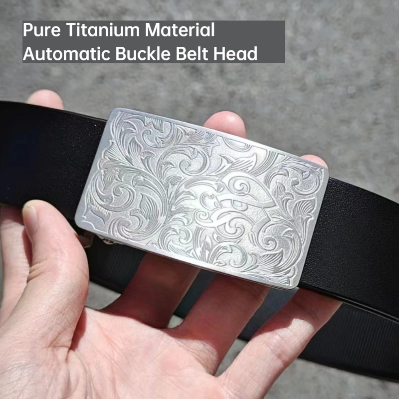 التيتانيوم النقي 35/38 مللي متر واسعة السيارات مشبك حزام خصر رئيس ملحق-التيتانيوم غير قابل للصدأ الرجال تنوعا العشب نمط مشبك حزام #1