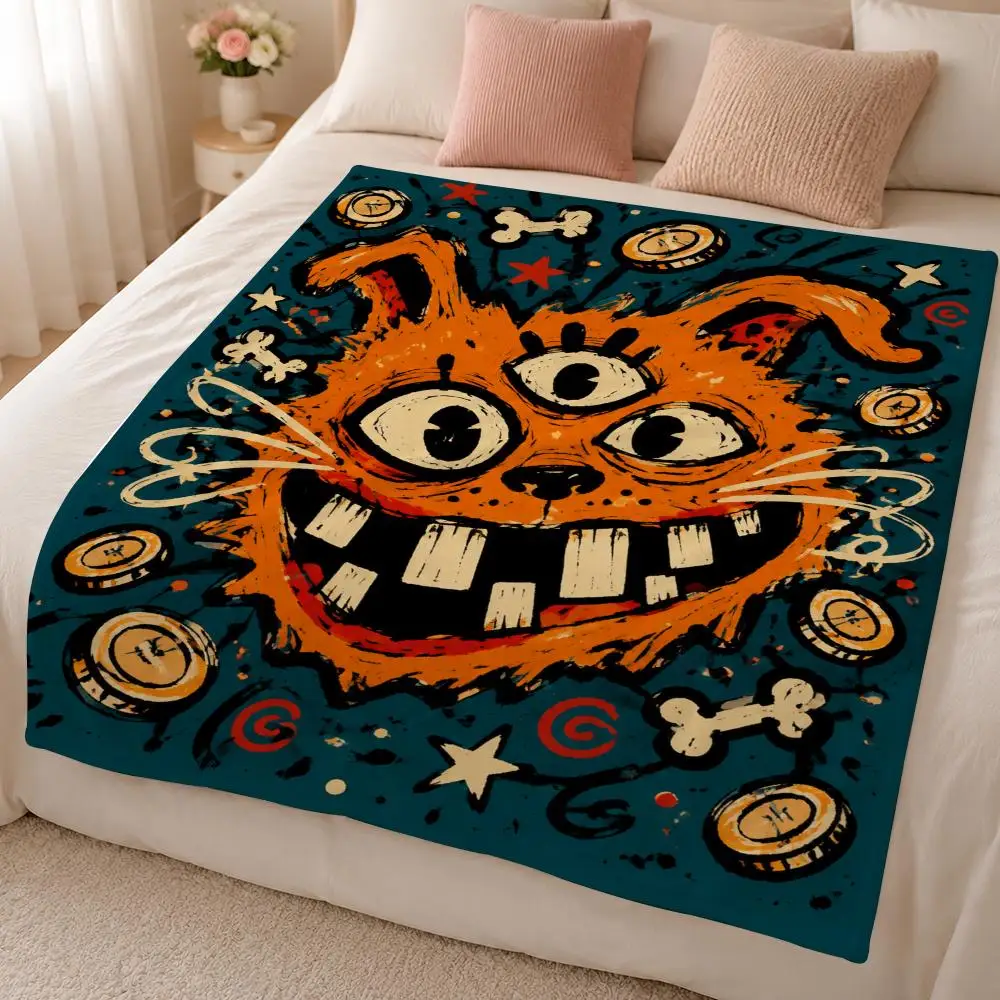 Dark Academia Halloween Celestial Gothic Pattern Throw 320g Soft Flannel Fleece Throw Blanket Cover Sofa Bed Dorm Nap Gift