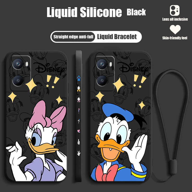 Anime Daisy Donald Duck For OPPO A98 A96 A94 A93 A77S A76 A74 A73 A72 A57E S A56S Liquid Left Rope Phone Case