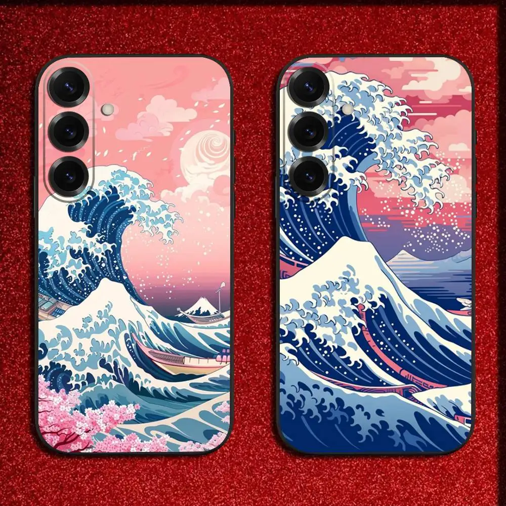 

Wave Art Phone Case For Samsung S25,S24,S21,S22,S23,S30,Ultra,S20,Plus,Fe,Lite,5G Black Cover