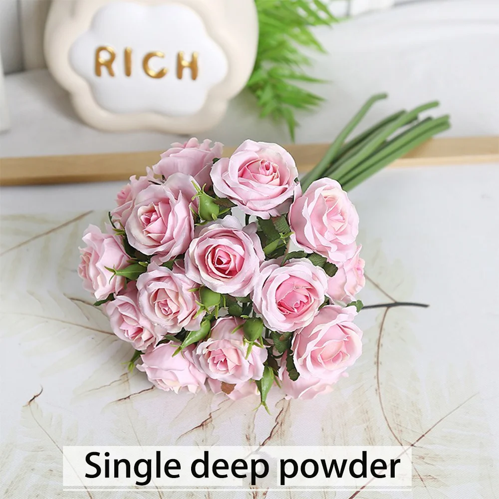 18 Einzelne Rosen in einer Hand, Fertiger Blumenstrauß, Wohnzimmerdekoration, Künstliche Blume – Detail 8