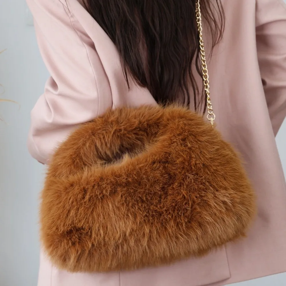 

Зимняя плюшевая сумка-тоут в корейском стиле из искусственного лисьего меха, женская вместительная сумка-клатч с верхней ручкой, мягкая пушистая женская сумка