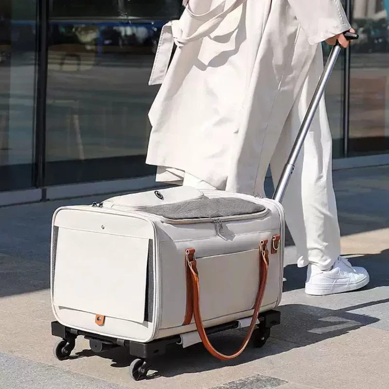 

Shockproof Pet Rolling Luggage Foldable Cat Backpack Large Capacity Multi-Cat Car Carrier Dog Travel Case with Rolling Curtain