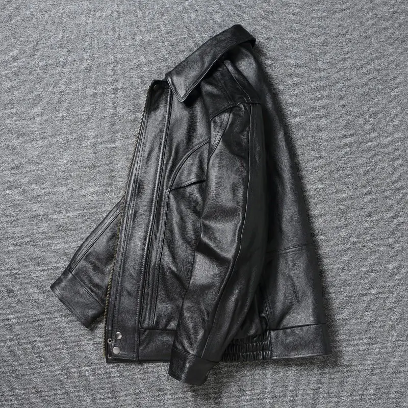 2026 New Style Men's Large Size Leather Jacket Male Motorcycle Larger Version Loose Flight Suit Pure Head Layer Cowhide Coats - view 3