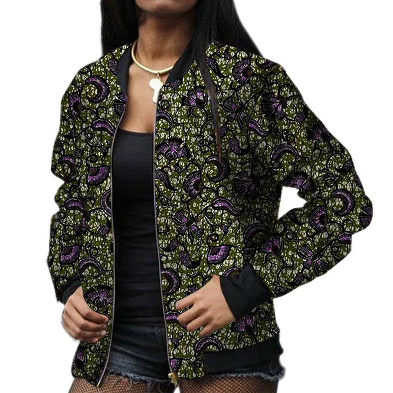 Festival Gifts Original Design African Print Women's Jackets Elastic Waist Short Baseball Coat Tailored Party Outfits
