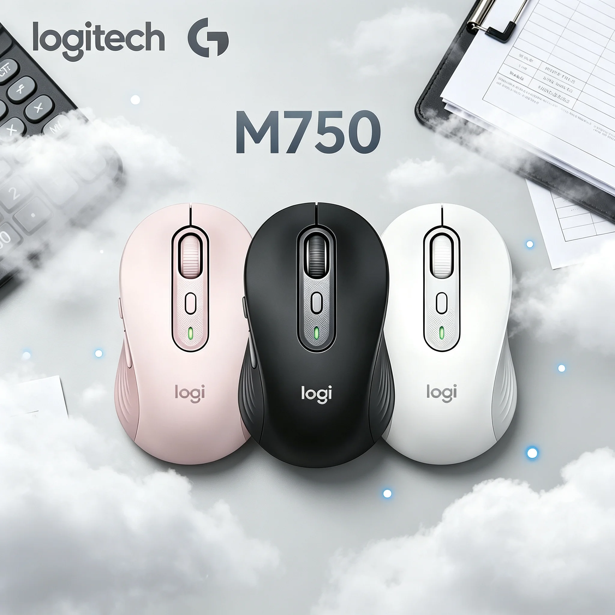 Stable Transmission Logitech M750 Bluetooth Wireless Mice Nano Receiver Ergonomic Shape Quiet Click Mouse For Daily Office Job