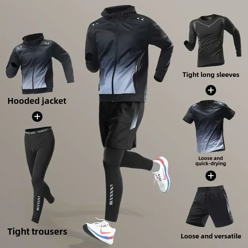 

Men's Running Fitness Set Long Sleeve Quick-Dry Clothes for Morning Runs Training Professional Suitable Mens Sweatsuits Set