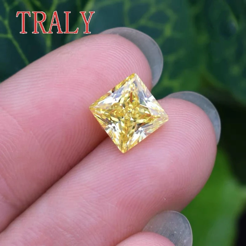 Yellow Moissanite Loose Stone Princess Cut Lab Grown 1CT- 10CT Gemstone Pass the Diamond Teste with GRA Certificate Jewelry