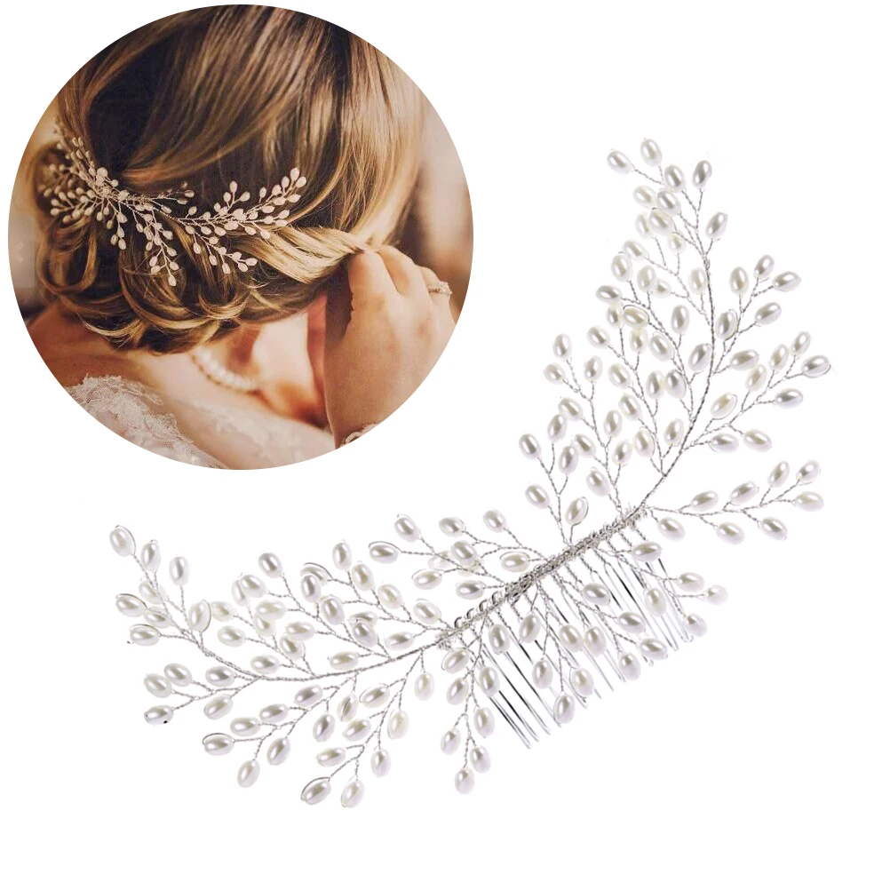 

White Hair Comb Bridal Accessories Headgear Fashionable Accessory Handmade Exquisite