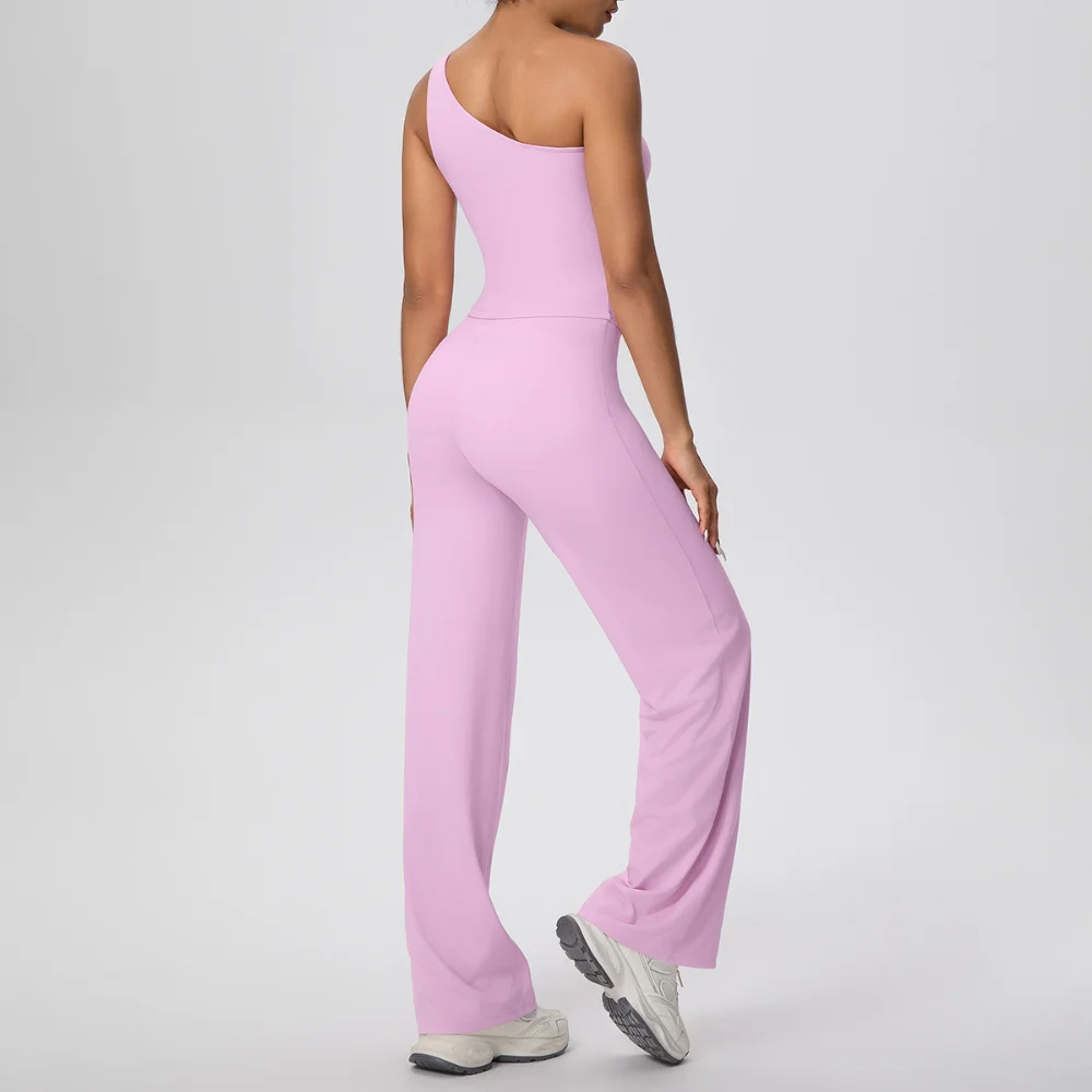 Women's Yoga Set 2 Piece High Waist Yoga Leggings Sexy Shockproof One-shoulder Sports Bra Gym Workout Running Workout Clothes