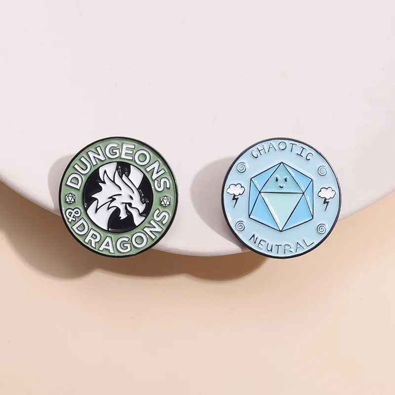 Cartoon Skull Dice Enamel Brooch Creative Little Raccoon Fire Dragon Cat Digital Lapel Pins Game Badge Jewelry Gifts For Friends