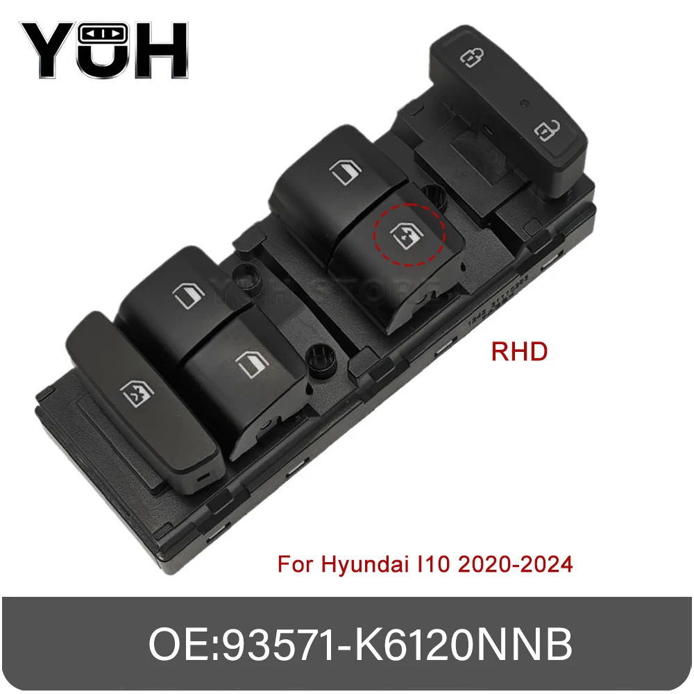

93571-K6120NNB для Hyundai I10 2020 2021 2022 2023 2024, правая сторона водителя, электрический главный переключатель стеклоподъемника, кнопка регулировки
