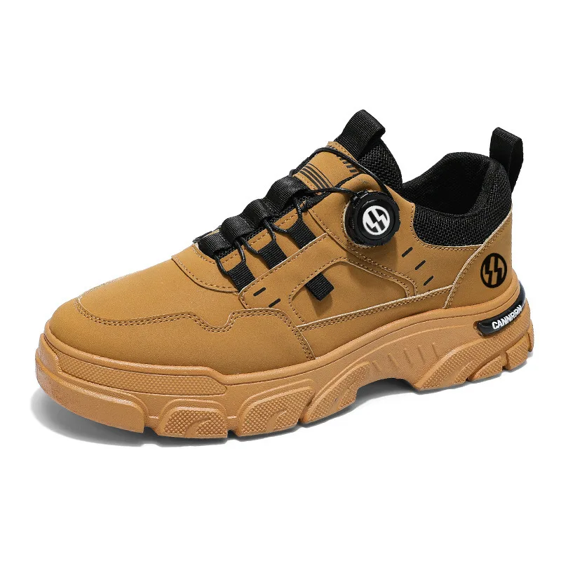 Spring Autumn Men\'s Sneakers Fashion Leather Work Shoes Outdoor Tactical Breathable Casual Shoes Non-slip Men Ankle Sport Shoes
