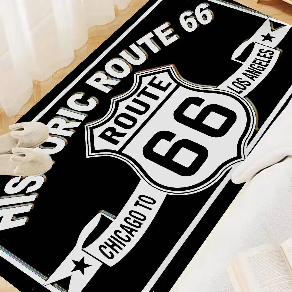 R-Route 66 Floor Mat Rectangle Anti-slip Home Soft Badmat Front Door Indoor Outdoor Mat Hotel Decor Mat