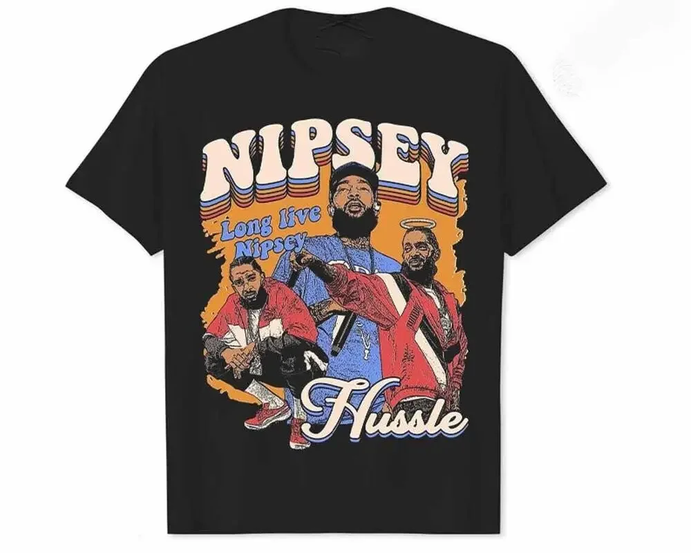 NIPSEY- HUSSLE T-shirt Hip Hop Rap Black Tee Funny Gift For Men Women Vintage