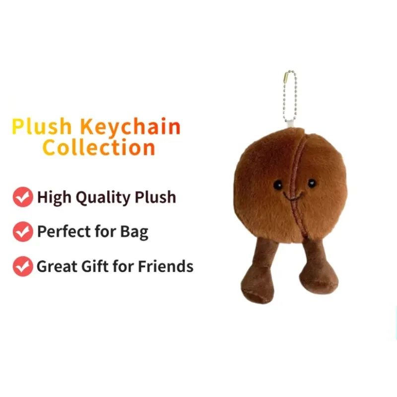 

1pcs Simulated Coffee Bean Plushies Keychain Soft Doll Brown Coffee Food With Foot Plush Pendant Toys Home Decor Xmas Gifts Girl