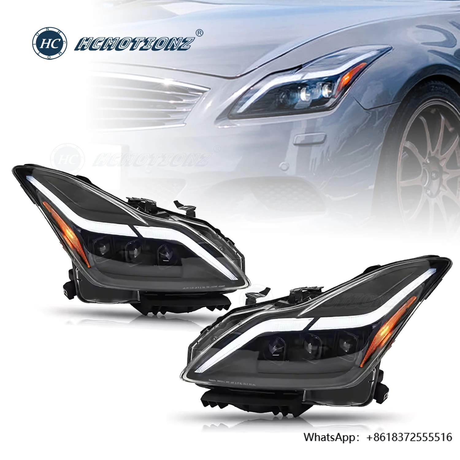 

daHCMOTIONZ LED Front Lights for Infiniti G37 2008-2013 DRL Animation Q60 Coupe Convertible 2014-2015 Car Head Lamps Assembly