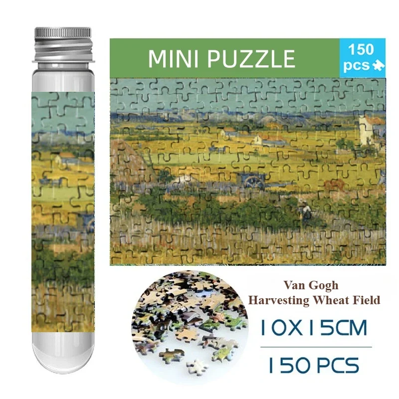 Mini Test Tube Van Gogh - Harvesting Wheat Field Jigsaw Puzzle for Adult Decompression Toys Game Family Educational Toys