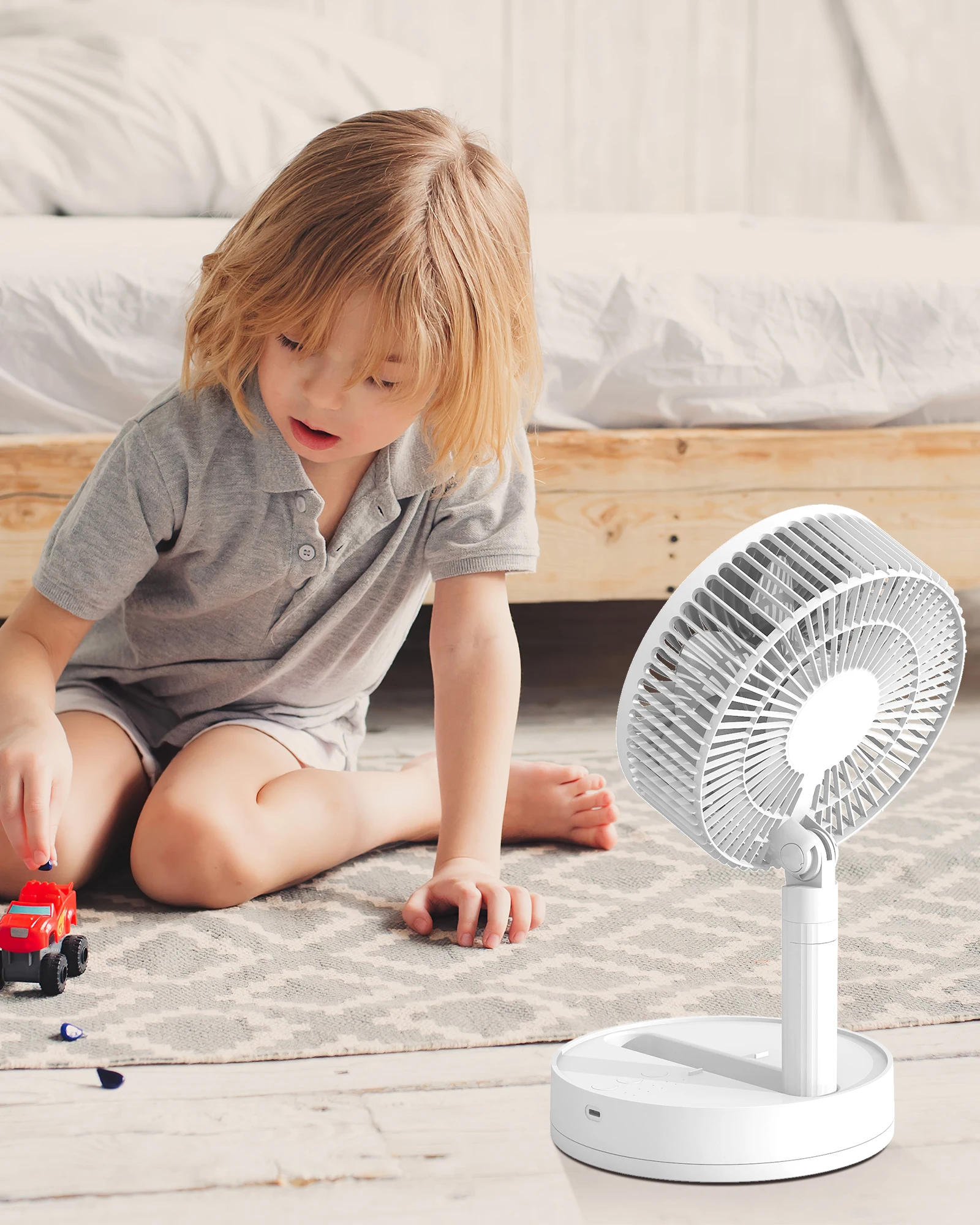 KASYDoFF Portable Oscillating Desk Fan, 8-Inch＆ 5400mAh USB Battery Operated Fan with 4 Speed Strong Airflow Foldable Personal