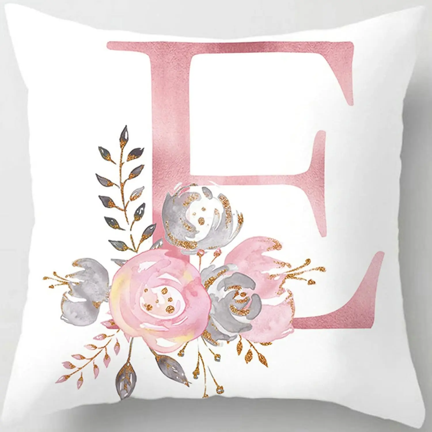 

Pillow Covers Decorative English Letters Floral Pillowcases Velvet Soft Cushion Cover White Pillow Protectors for Sofa Bedding C