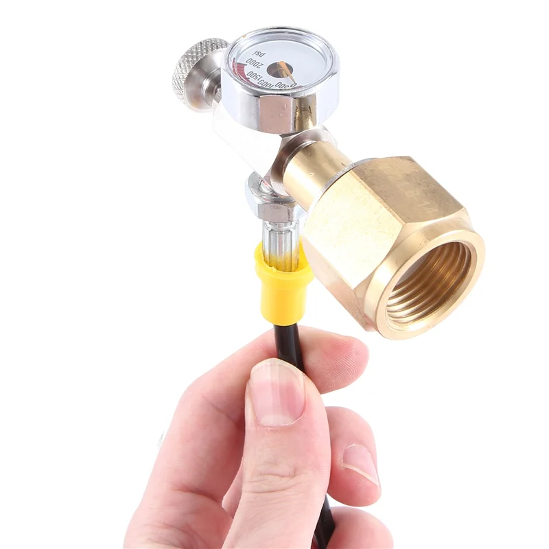 Manguera adaptadora de refresco ABLE con manómetro de 2000Psi para conexión rápida DUO/TERRA/ART a botellas de CO2 más grandes, botella carbonatada