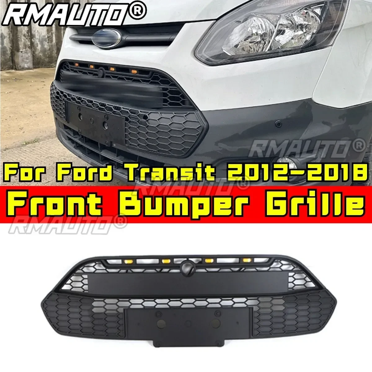 Bumper Grill Car Front Racing Grill Body Kit Front Bumper Grille Grill for Ford Transit 2012-2018 Europe Edition Car Accessories