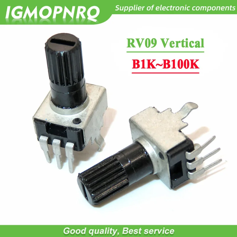 50PCS 0932 potentiometer adjustable resistance Vertical 1K 2K 5K 10K 50K 100K 3PIN Long handle 12.5MM RV09 type B102 B202 B503