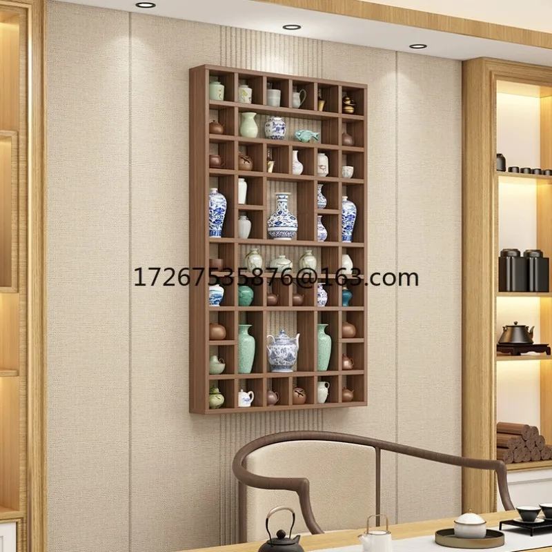 

Solid wood multi-grid shelf Bogu shelf Wall-mounted multi-grid storage cabinet Teapot Teacup Duobao Pavilion shelf