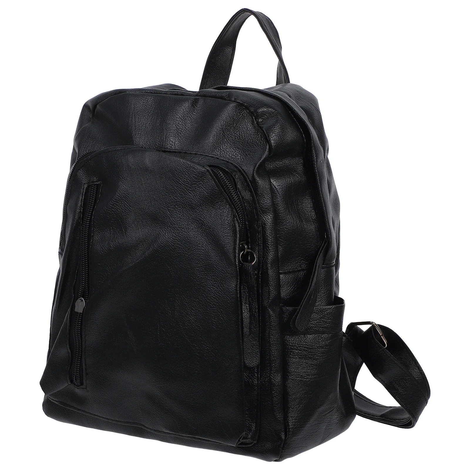 حقيبة ظهر عصرية من البولي يوريثان باللون الأسود ذات سعة كبيرة حقيبة كتف للسفر المدرسية مضادة للسرقة وسحاب حقيبة ظهر من البولي يوريثان