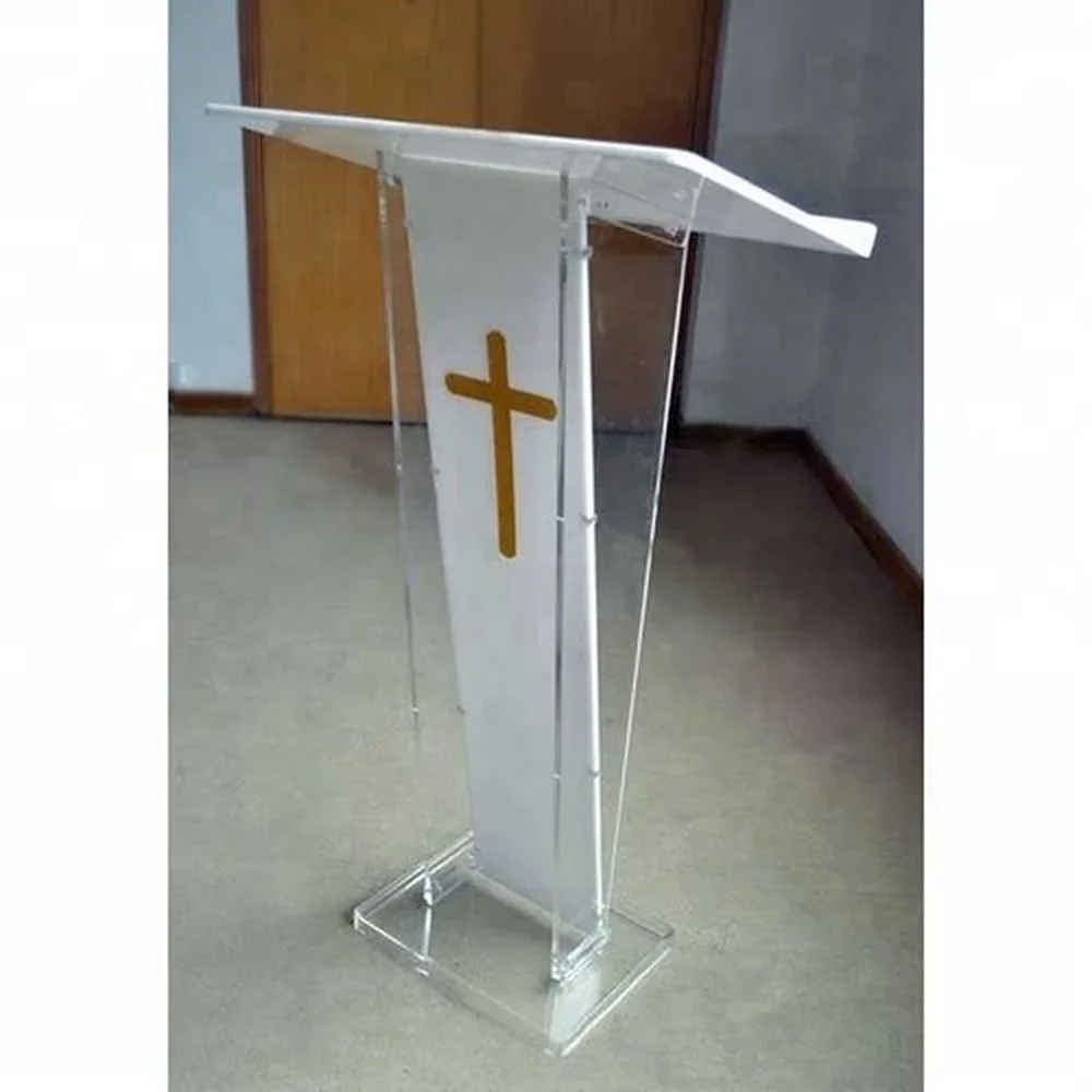 Clear Podium Stand - Acrylic Pulpits for Churches, Professional Portable Presentation Podium Lectern with Wide Reading Surface