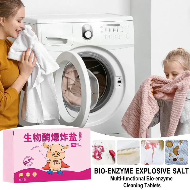 10 Pieces All Purpose Cleaner Multi-Functional Bio-Enzyme Cleaning Tablets Stain Remover Cleaner Bio-Enzyme Explosive Salt