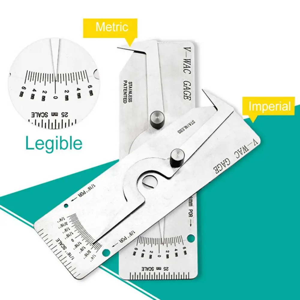 Stainless Steel Ruler V-WAC Metric Size Single Weld Gauge Imperial Ruler Measure Tool