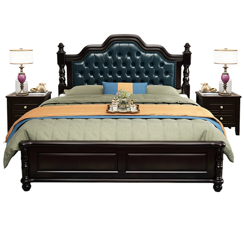 Master Bedroom Light Luxury 1.8M Double Bed American Solid Wood Gas Lift Storage Wedding Bed, 1.5M Option Sturdy & Space Saving