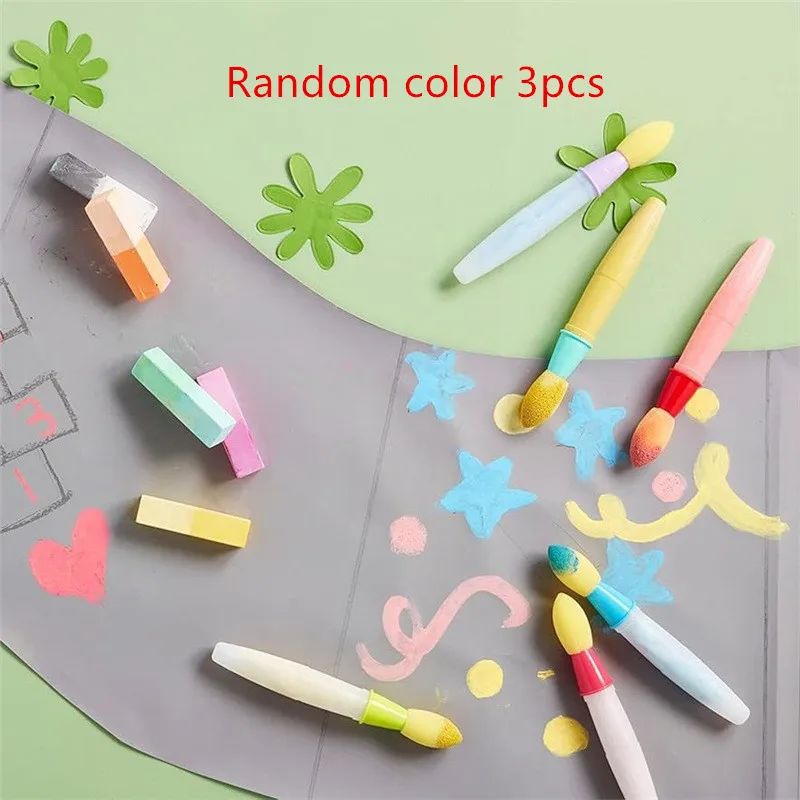 3pcs Indoor and outdoor sponge chalk brushes, suitable for outdoor creations such as sidewalk painting and lane wall painting