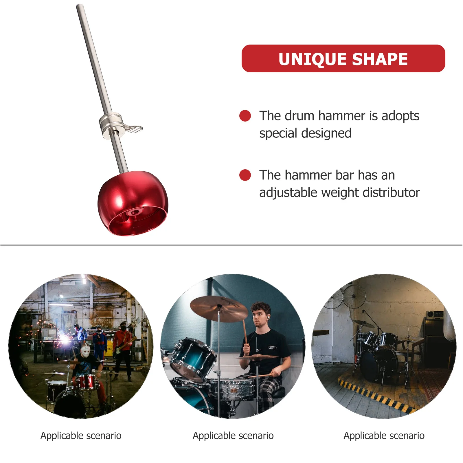 

The Hammer Aluminum Alloy Head Drum Kit Parts Beater Pedal Hammers Accessories Red Metal Replacement Accessory