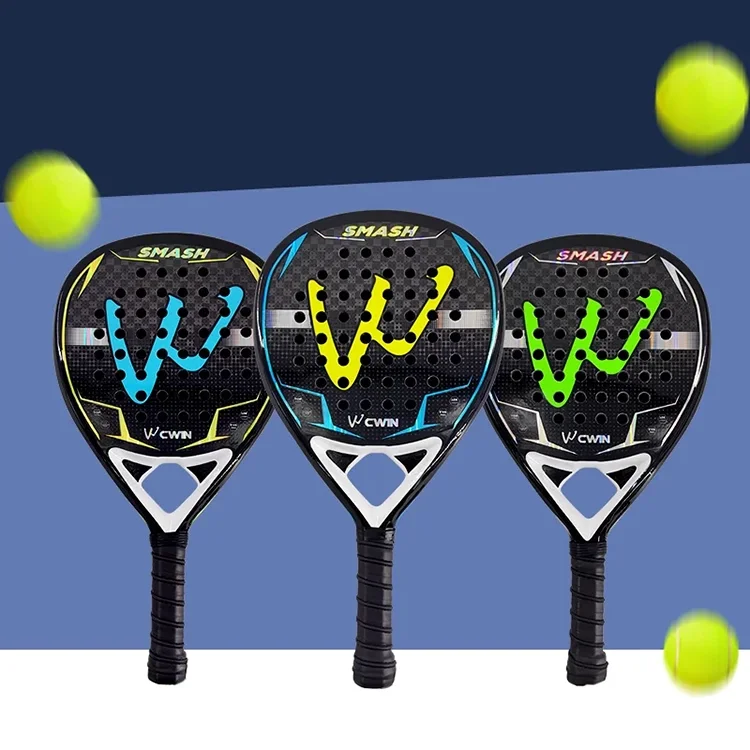 

Carbon fiber material 12K padel tennis racket, rough grain hitting surface customizable brand design, stable performance for spo