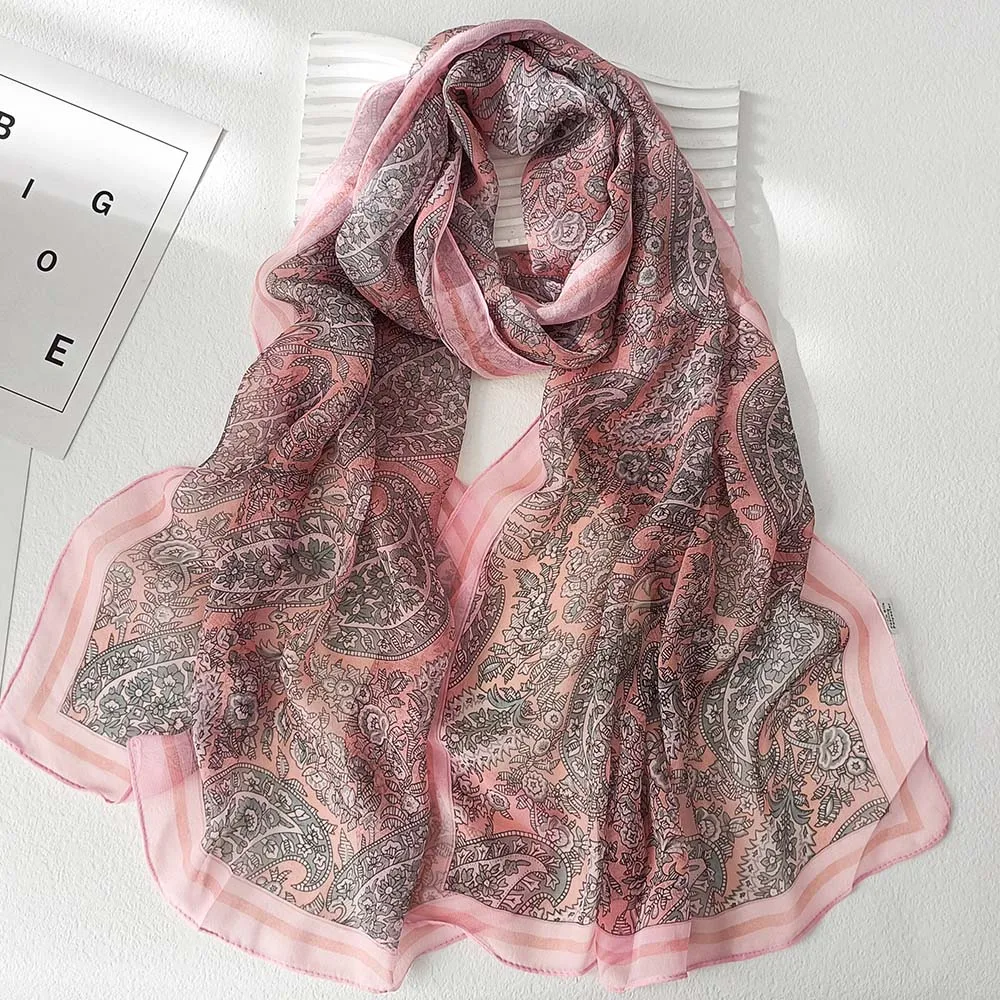 Classic Style Cashew Women Foulard Elegant Chiffon Georgette Bandana Scarf Summer Beach Sun Protection Thin 50*160cm