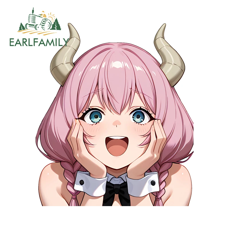 EARLFAMILY Frieren Face Support Car Stickers Kawaii Anime Peeking Toolbox Windshield Waterproof Vinyl Decal Occlusion Scratch