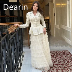 Customized Formal Dress Dearin V-neck A-line Floor Length Skirts Shirred Bespoke Occasion Dresses Prom Saudi Arabia Evening Gown