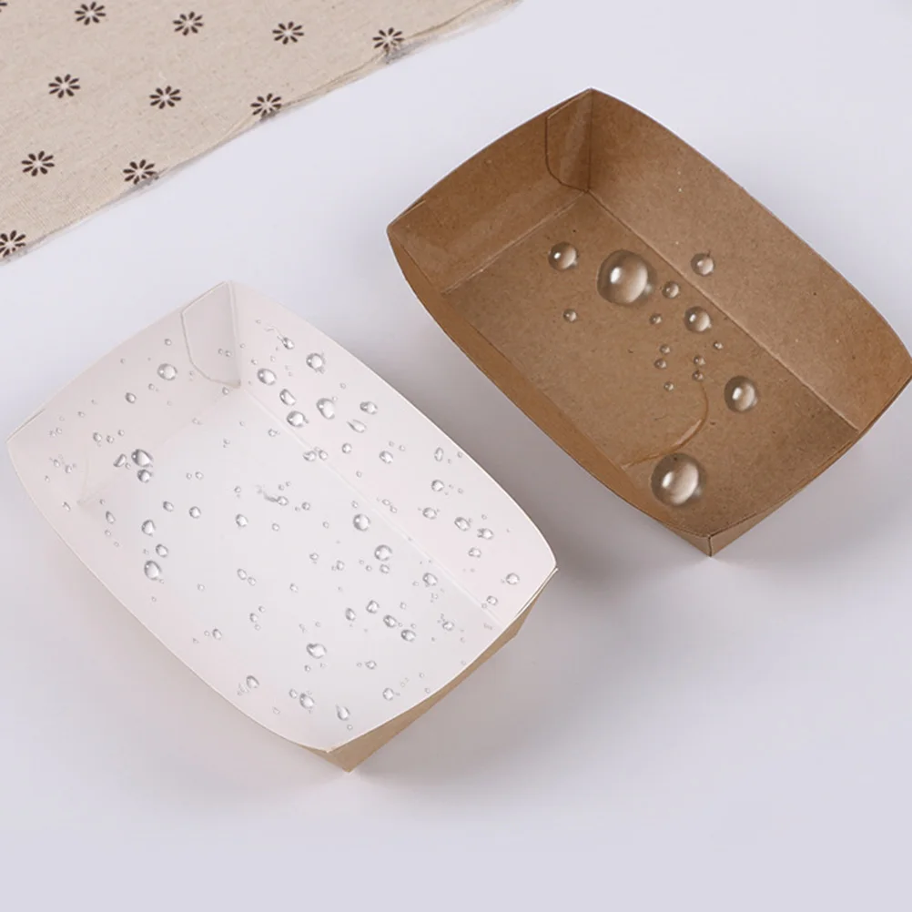 

50 Pcs Waterproof Food Packaging Box Paperboard Tray Party Supplies Coating Cake