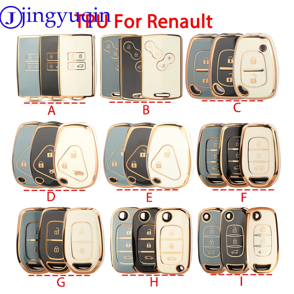 jingyuqin TPU-Autoschlüsselhülle für Renault Espace 5 Kadjar Koleos Captur Megane Dacia Sandero Fluence Clio Kwid Traffic Fob