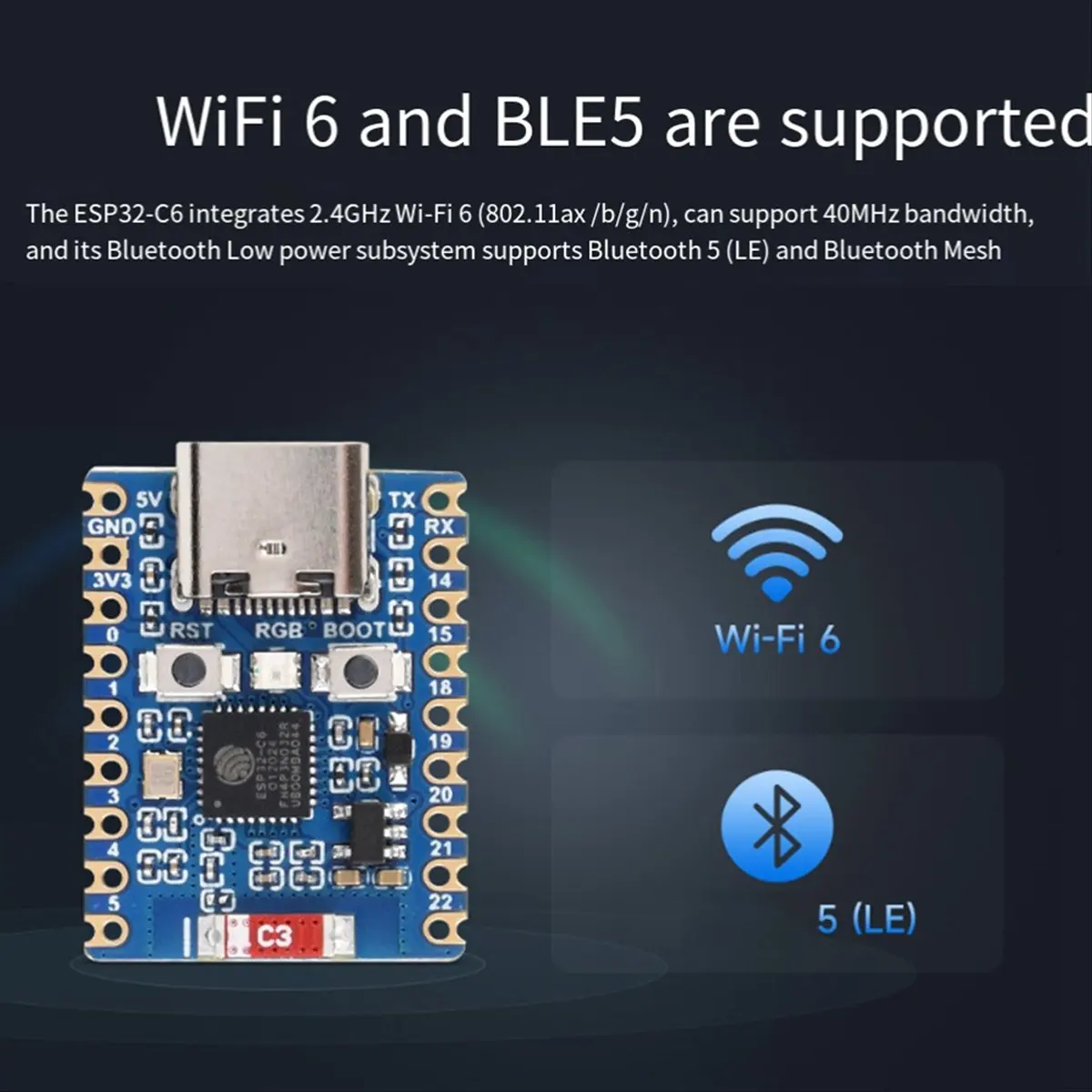 

(ABDH) Плата разработки ESP32 C6 Zero с поддержкой WiFi 6, мини-модуль ESP32, двухпроцессорный, с поддержкой 2.4ГГц WiFi и Bluetooth LE
