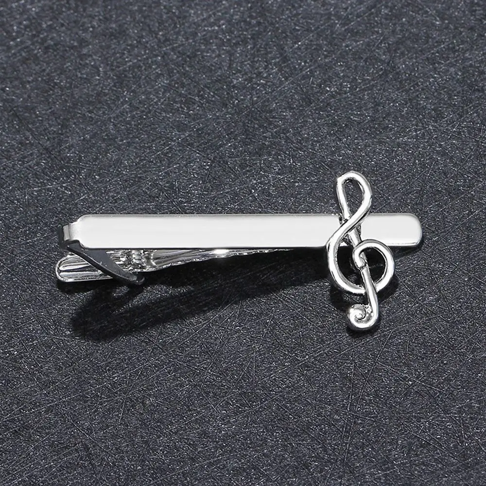 Fashion Silver Color Necktie Clips Musical Note Necktie Pin Men Jewelry Clasp Tie Pin for Shirt