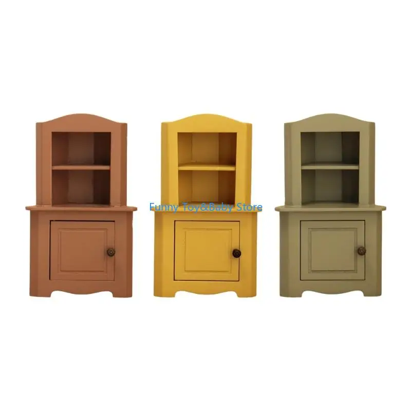 

Miniature Triangular Display Cabinet Model Furniture With Multiple Compartment For 1/12 Doll House Decoration C90B