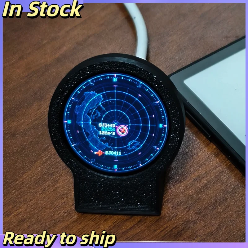In Stock USB-C Deskradar Live ADS-B Flight Tracker Gadget With Sonar Grid Screen With 3D Printed Case Aviation Desk Decor Gift