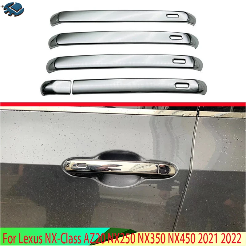 For Lexus NX-Class AZ20 NX250 NX350 NX450 2021 2022 ABS Chrome Door Handle Cover With Smart Key Hole Catch Cap Trim Molding