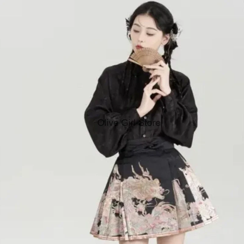 Horse Faced Skirt Summer Chinese Traditional Hanfu Loong Elegant Temperament New High-end Versatile Clothing Fairy Dress