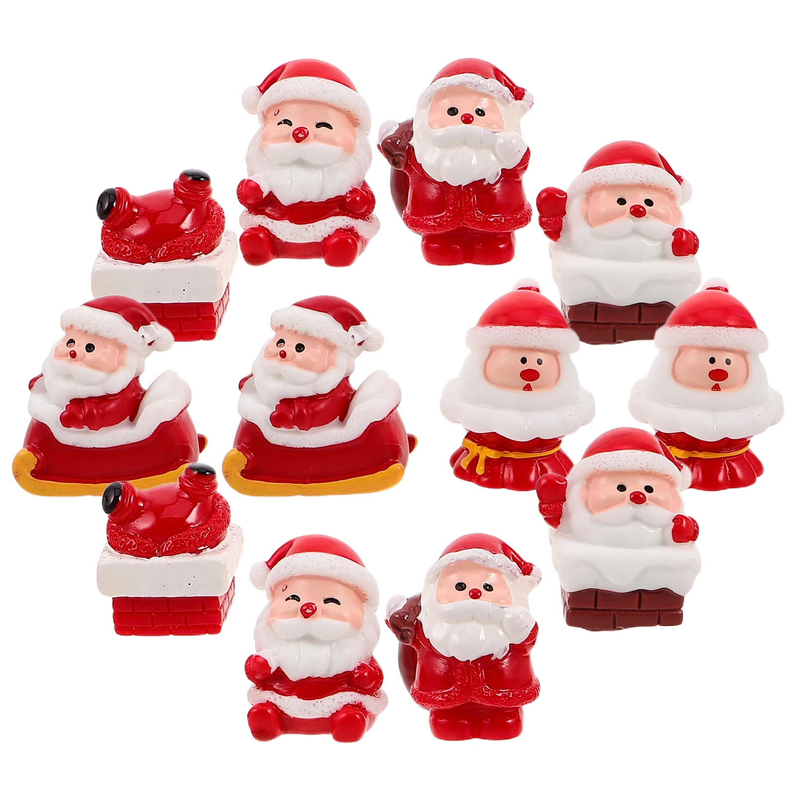 

12pcs Christmas Miniature Figurines Mini Resin Santa Claus Figures Ornament for DIY Xmas Fairy Garden Micro Landscape
